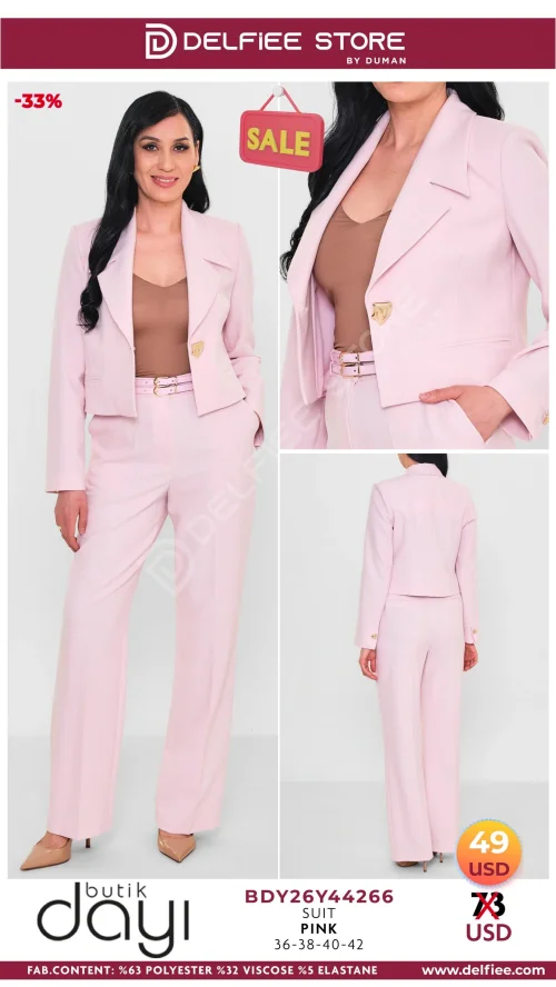 Комплект, BUTIK DAYI, Розовый, модель BDY26Y4266, женская одежда оптом из Турции, Лалели
