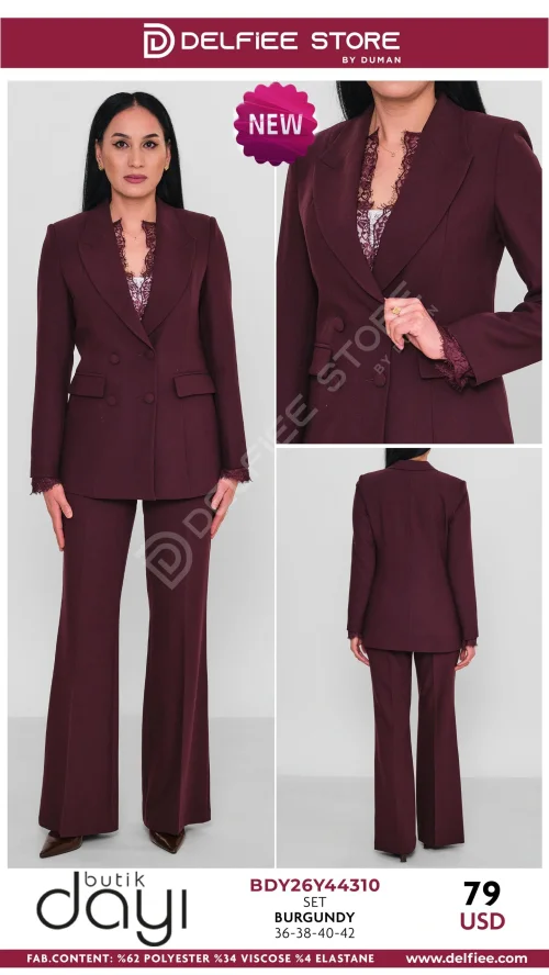 Комплект, BUTIK DAYI, Бордовый, модель BDY26Y44310, женская одежда оптом из Турции, Лалели
