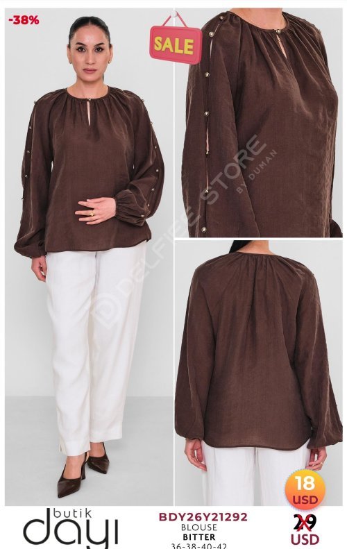 Блузка BUTIK DAYI (Коричневый, модель BDY26Y21292) оптом