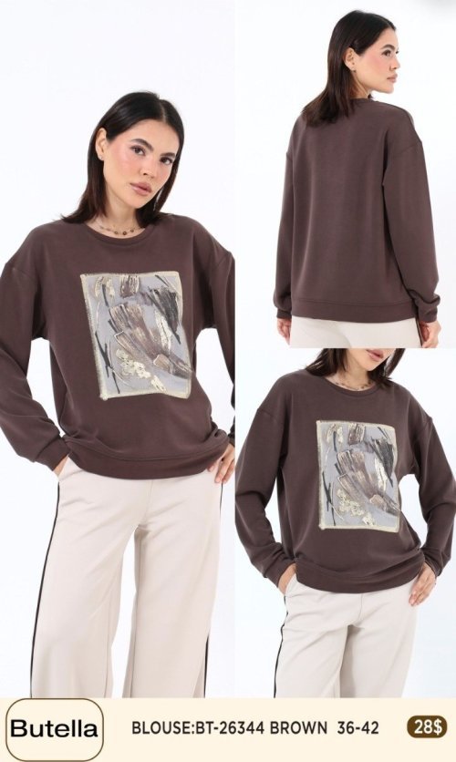 Блузка Butella (Коричневый, модель BT-26344) оптом
