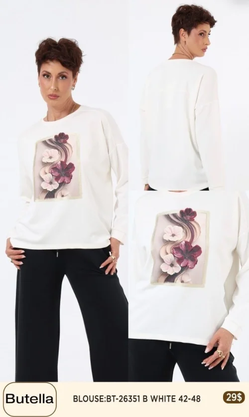 Блузка Butella (White, модель BT-26351) оптом