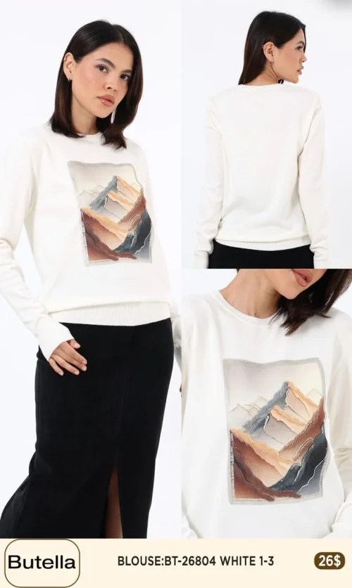 Блузка Butella (White, модель BT-26804) оптом
