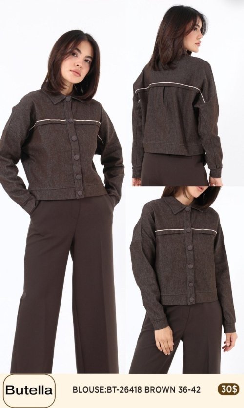 Блузка Butella (Коричневый, модель BT-26418) оптом