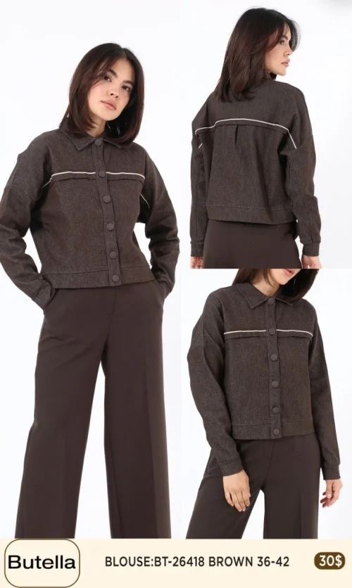 Блузка Butella (Коричневый, модель BT-26418) оптом