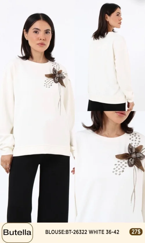 Блузка Butella (White, модель BT-26322) оптом