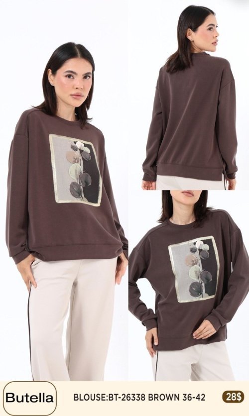 Блузка Butella (Коричневый, модель BT-26338) оптом