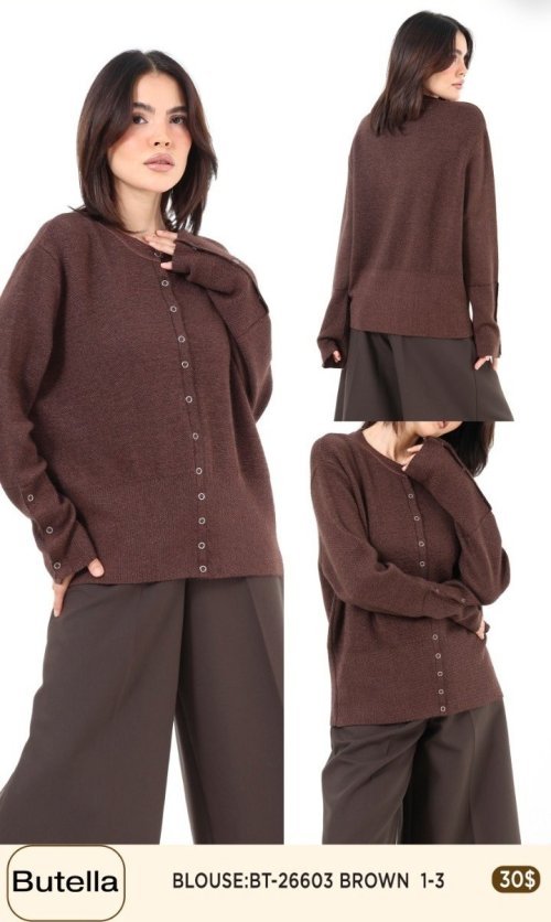 Блузка Butella (Коричневый, модель BT-26603) оптом