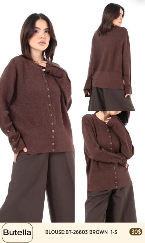 Блузка Butella (Коричневый, модель BT-26603) оптом