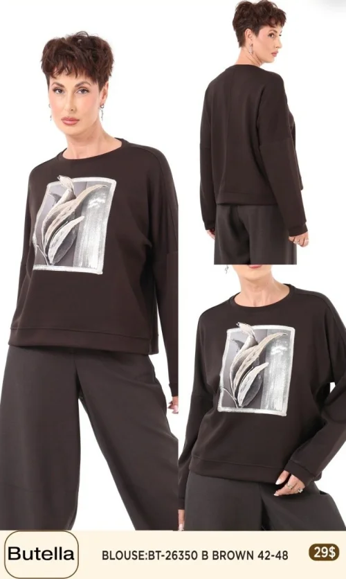 Блузка Butella (Коричневый, модель BT-26350) оптом
