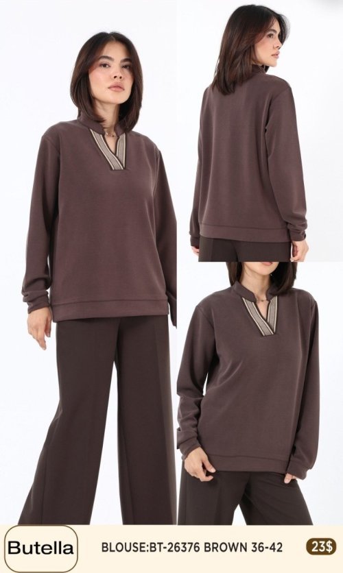 Блузка Butella (Коричневый, модель BT-26376) оптом