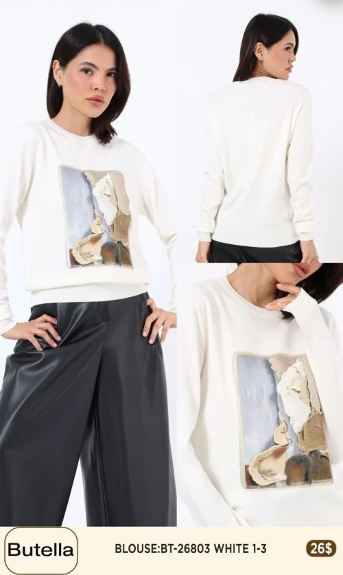 Блузка Butella (White, модель BT-26803) оптом
