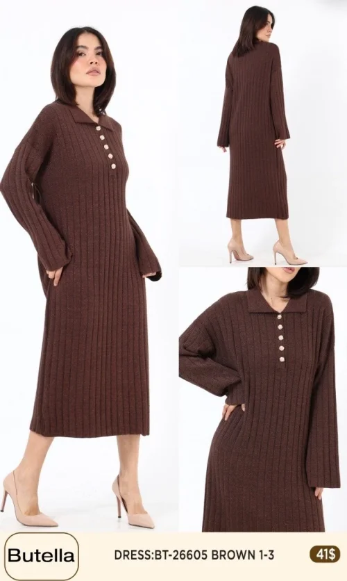 Платье Butella (Коричневый, модель BT-26605) оптом