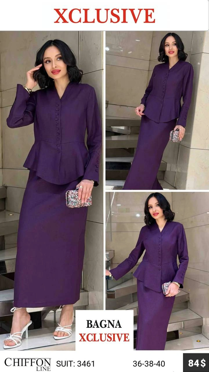 Костюм, Chiffon Line, Фиолетовый, модель 3461, женская одежда оптом из Турции, Лалели