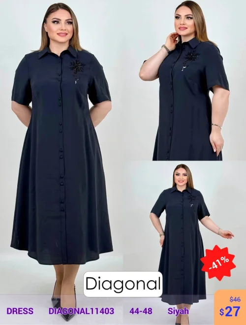 Платье DİAGONAL (Черный, модель DIAGONAL11403) оптом