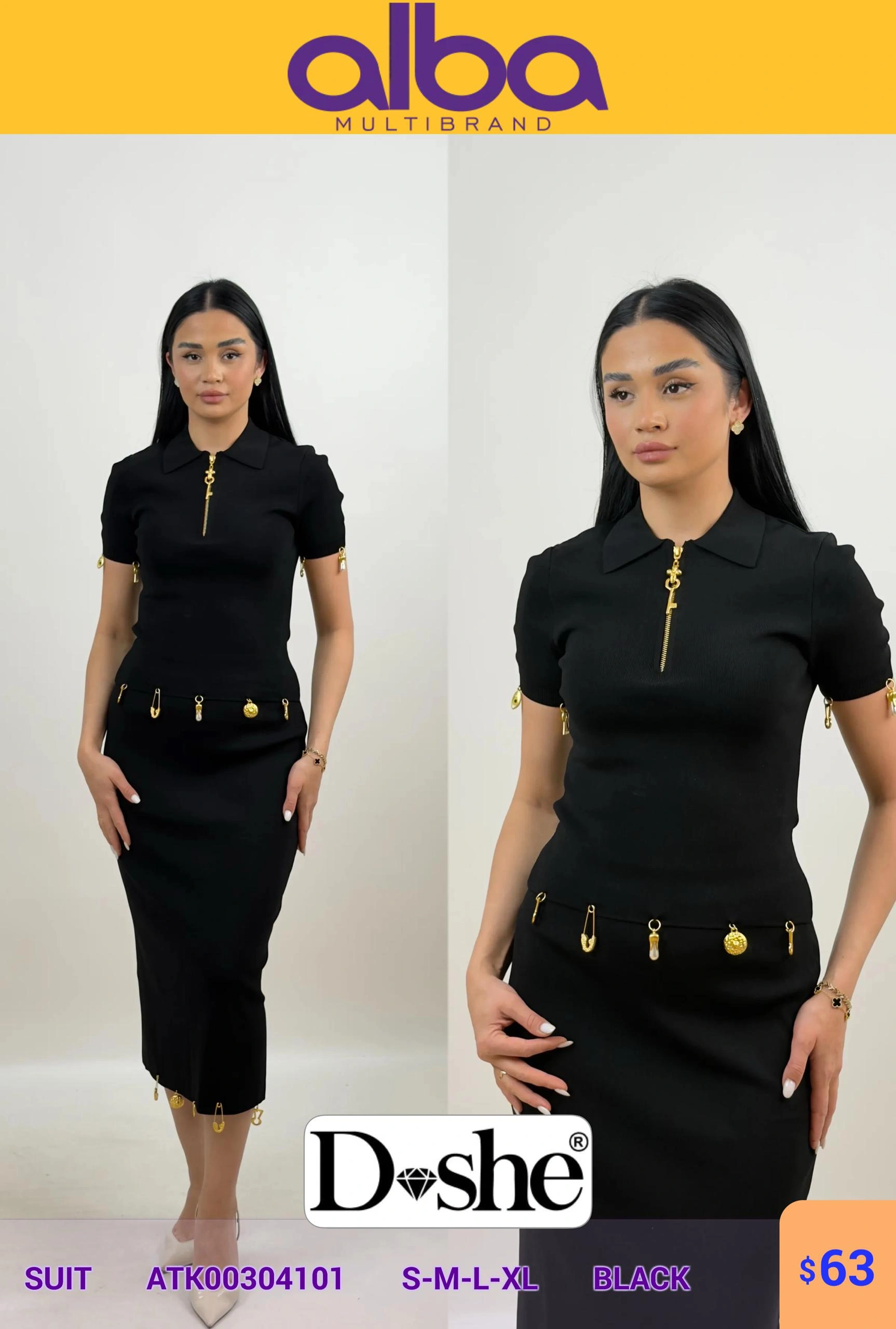 Костюм, Dİshe, Черный, модель ATK00304101, женская одежда оптом из Турции, Лалели