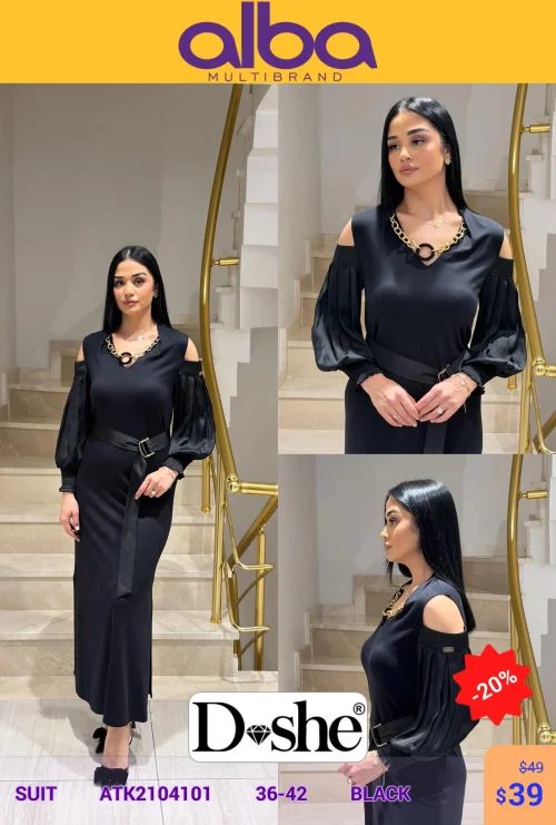 Костюм, DİSHE, Черный, модель ATK2104101, женская одежда оптом из Турции, Лалели