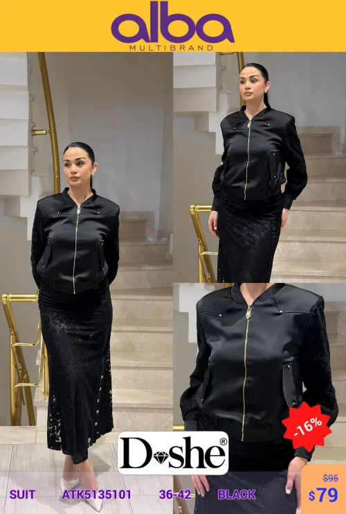 Костюм, DİSHE, Черный, модель ATK5135101, женская одежда оптом из Турции, Лалели