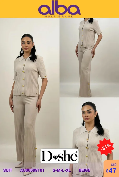 Костюм, DİSHE, Бежевый, модель A000599101, женская одежда оптом из Турции, Лалели