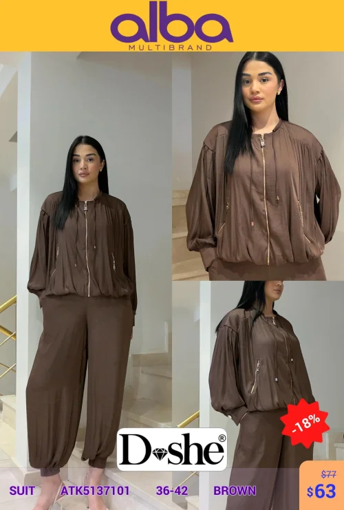 Костюм, DİSHE, Коричневый, модель ATK5137101, женская одежда оптом из Турции, Лалели