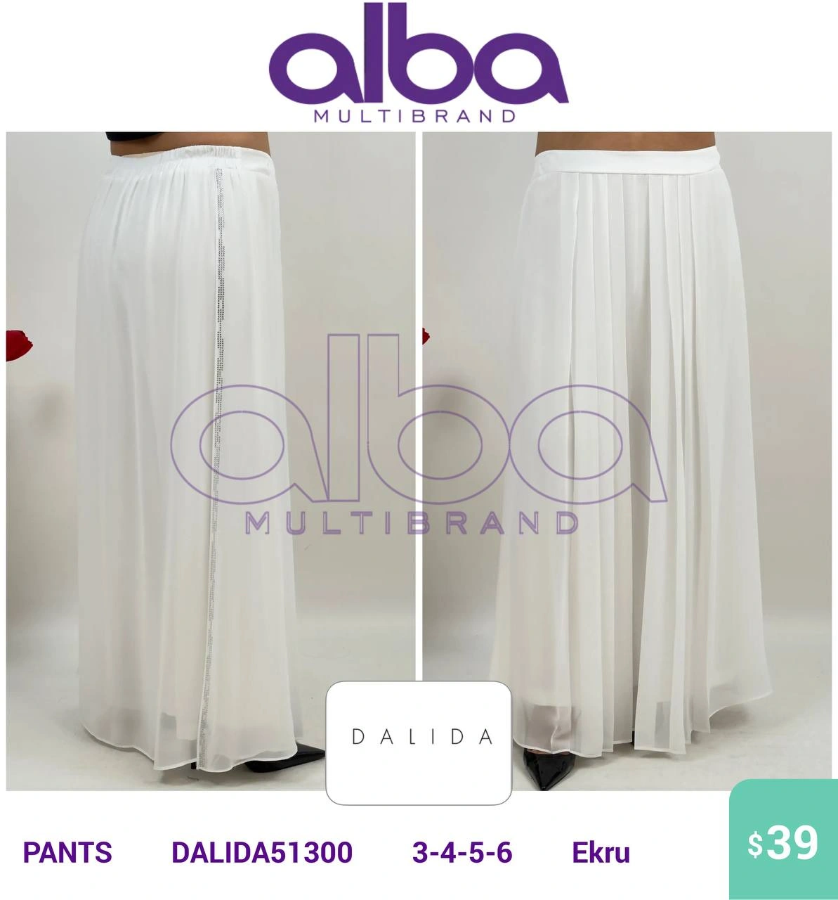 Брюки, Dalida, Белый, модель DALIDA51300, женская одежда оптом из Турции, Лалели