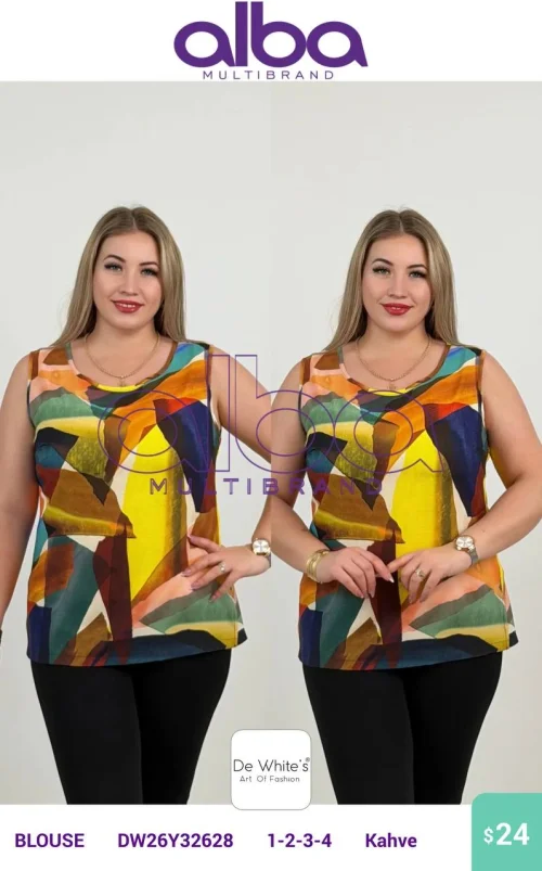 Блузка, DE WHİTE'S, Коричневый, модель DW26Y32628, женская одежда оптом из Турции, Лалели