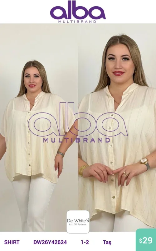 Рубашка, DE WHİTE'S, Бежевый, модель DW26Y42624, женская одежда оптом из Турции, Лалели