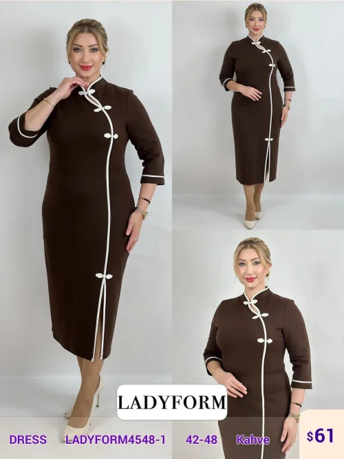 Платье DIAGONAL (Brown, модель LADYFORM4548-1) оптом