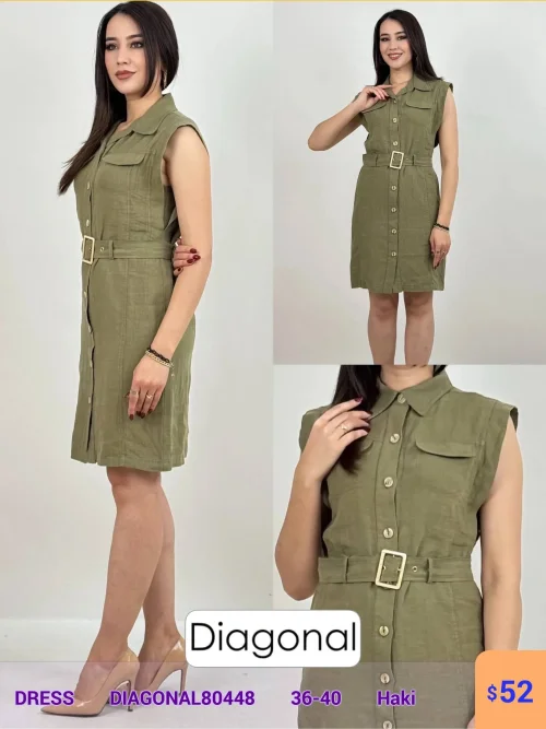 Платье DIAGONAL (Оливковый, модель DIAGONAL80448) оптом
