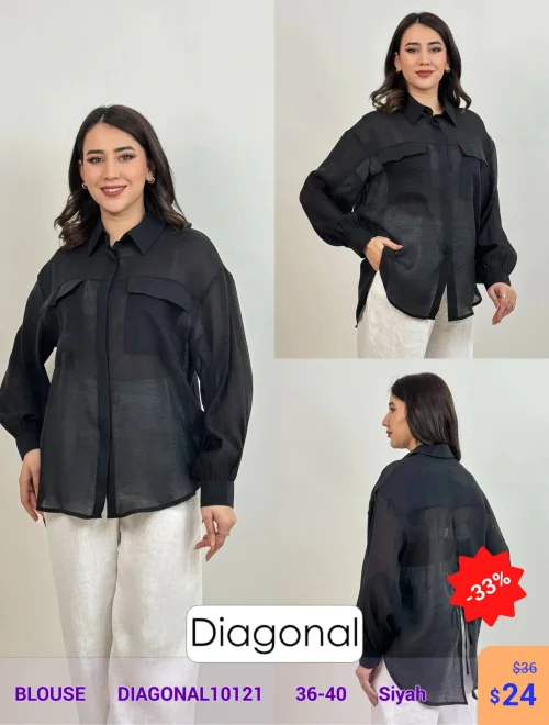 Блузка DIAGONAL (Черный, модель DIAGONAL10121) оптом