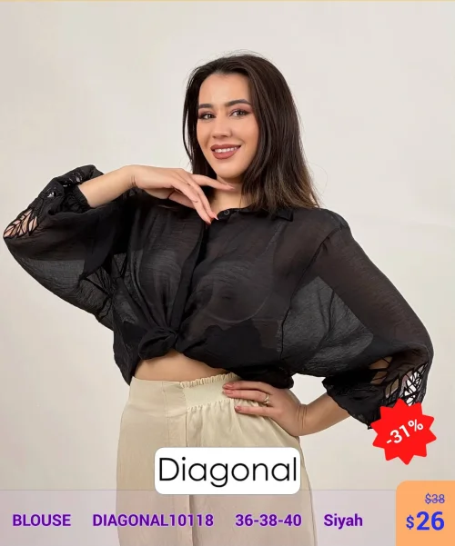 Блузка DIAGONAL (Черный, модель DIAGONAL10118) оптом