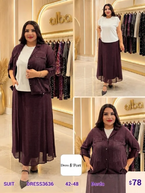 Костюмы и комплекты DIAGONAL (Burgundy, модель DRESS3636) оптом