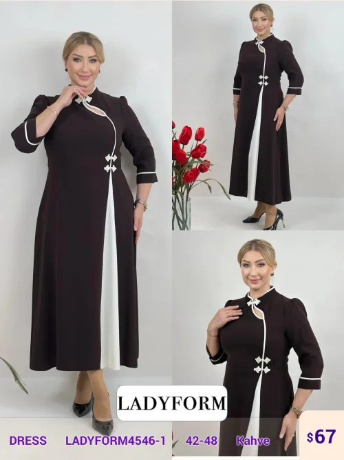 Платье DIAGONAL (Brown, модель LADYFORM4546-1) оптом