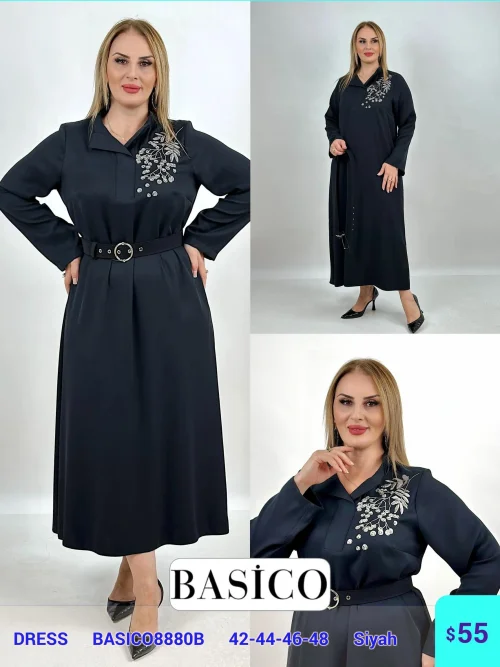 Платье DIAGONAL (Черный, модель BASICO8880B) оптом