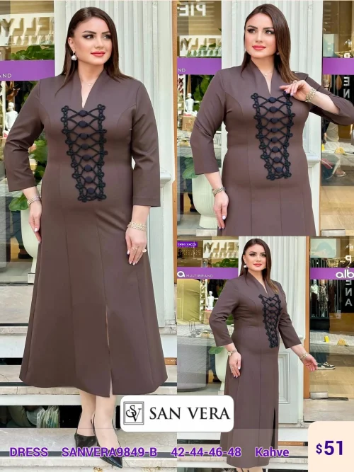 Платье DIAGONAL (Brown, модель SANVERA9849-B) оптом