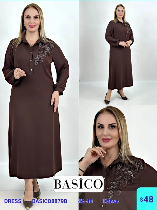 Платье DIAGONAL (Brown, модель BASICO8879B) оптом