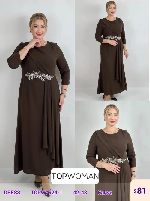 Платье DIAGONAL (Brown, модель TOPW7524-1) оптом
