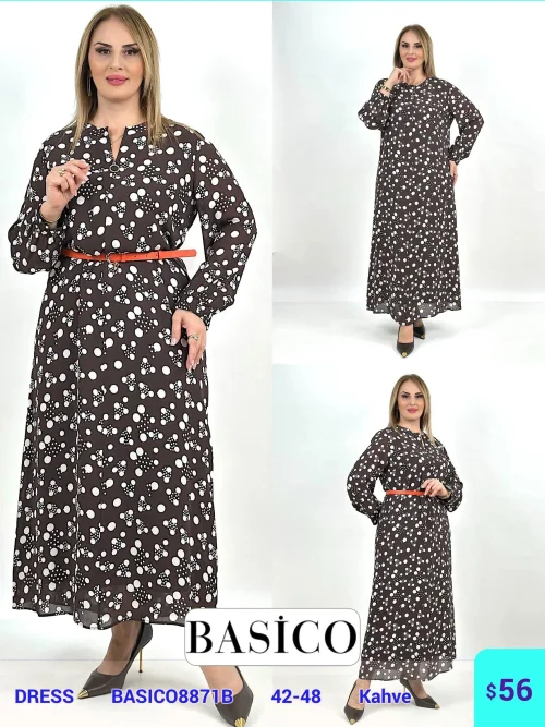Платье DIAGONAL (Коричневый, модель BASICO8871B) оптом