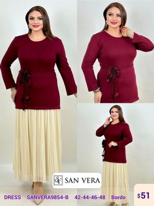 Платье DIAGONAL (Burgundy, модель SANVERA9854-B) оптом