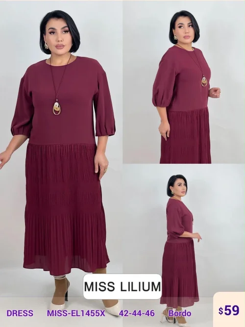 Платье DIAGONAL (Burgundy, модель MISS-EL1455X) оптом