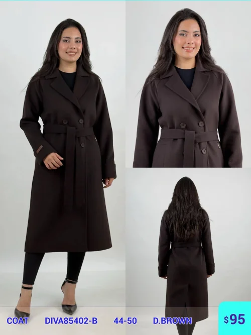 Пальто DIAGONAL (Brown, модель DIVA85402-B) оптом