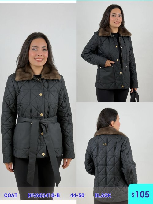 Пальто DIAGONAL (Black, модель DIVA65410-B) оптом