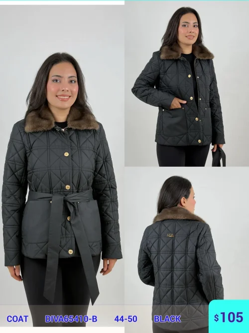 Пальто DIAGONAL (Black, модель DIVA65410-B) оптом