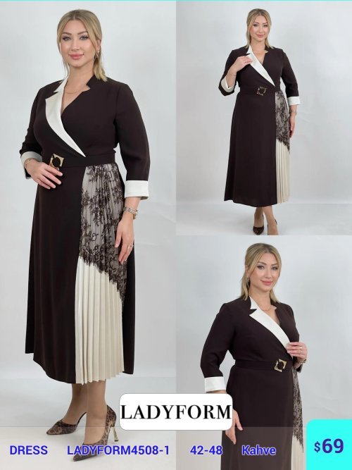 Платье DIAGONAL (Brown, модель LADYFORM4508-1) оптом