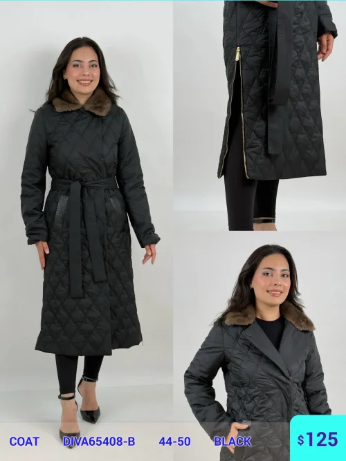 Пальто DIAGONAL (Black, модель DIVA65408-B) оптом