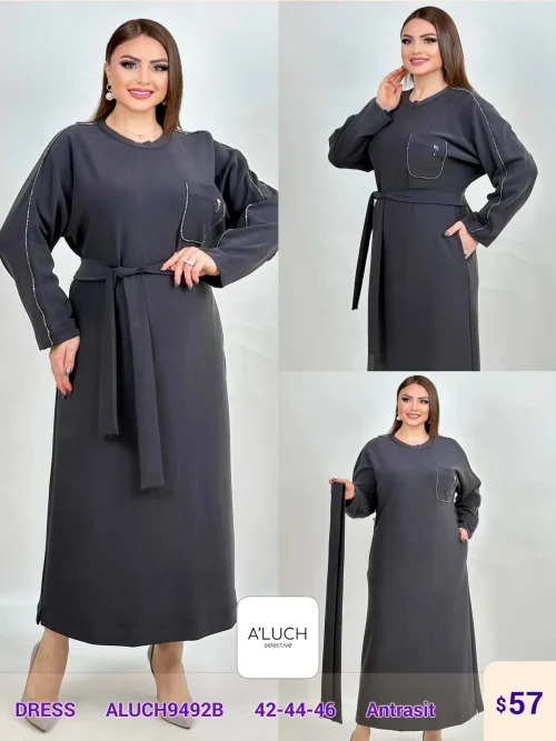 Платье DIAGONAL (Dark gray, модель ALUCH9492B) оптом