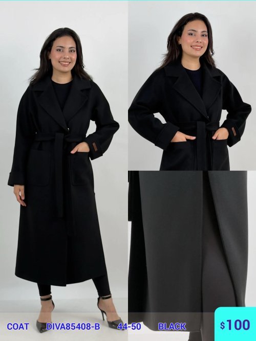 Пальто DIAGONAL (Black, модель DIVA85408-B) оптом