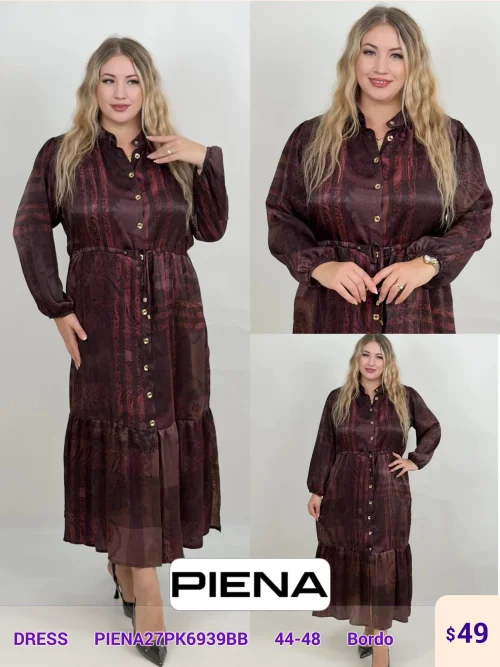 Платье DIAGONAL (Burgundy, модель PIENA27PK6939BB) оптом