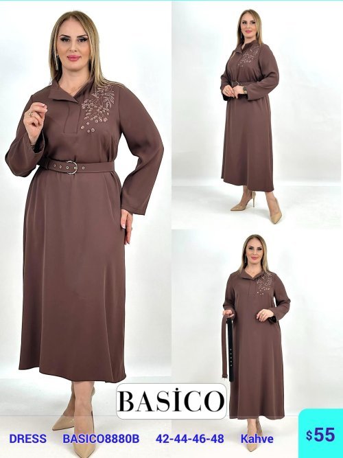 Платье DIAGONAL (Коричневый, модель BASICO8880B) оптом