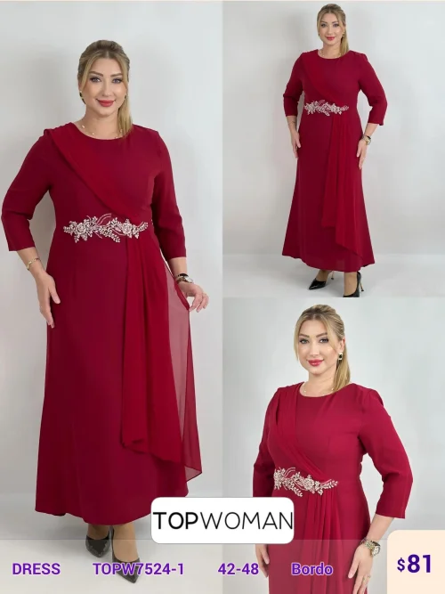 Платье DIAGONAL (Burgundy, модель TOPW7524-1) оптом
