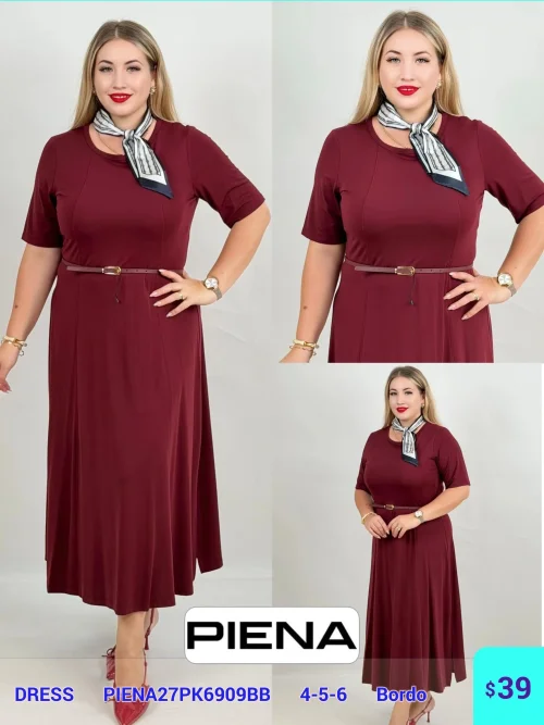 Платье DIAGONAL (Burgundy, модель PIENA27PK6909BB) оптом